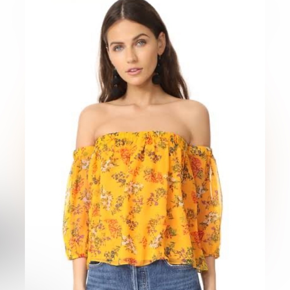 Ella Moss Yellow Floral Off-Shoulder Blouse large